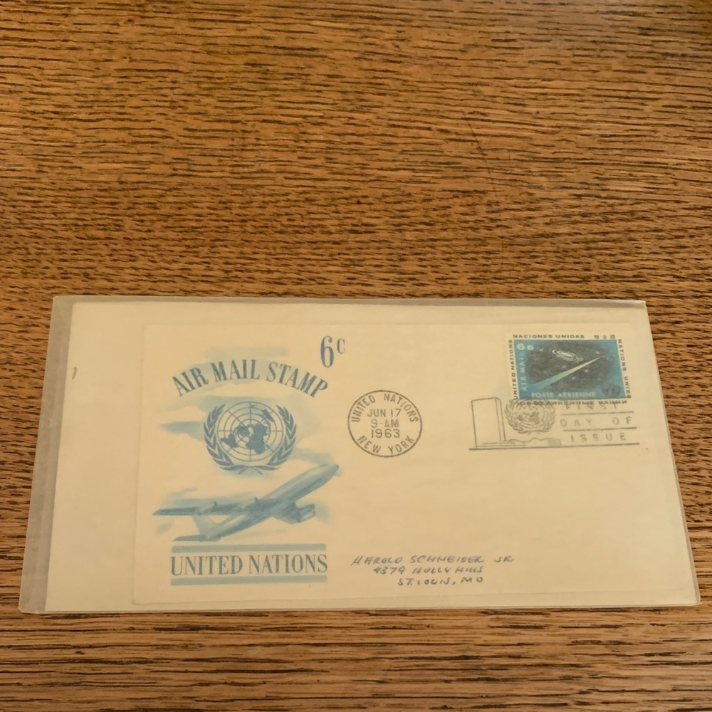 First Day of Issue June 17, 1962 Air Mail Stamp by United Nations